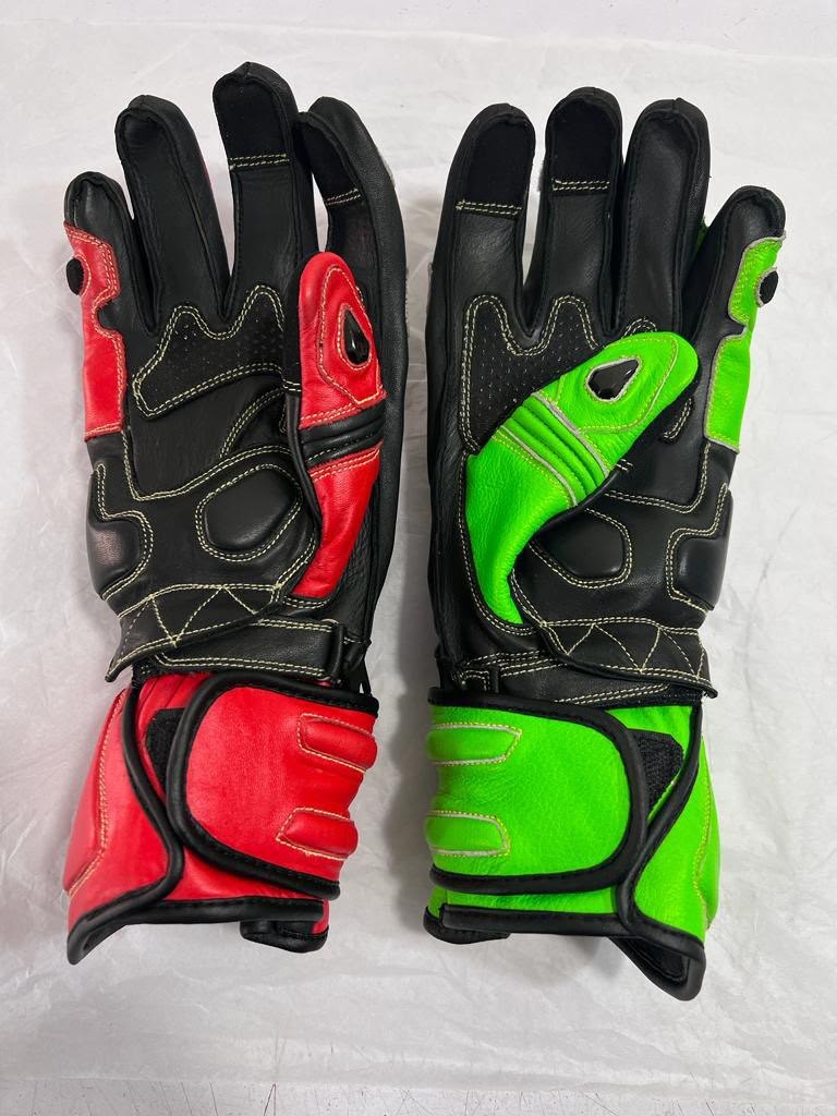 Motorbike Racing Gloves — Red / Green