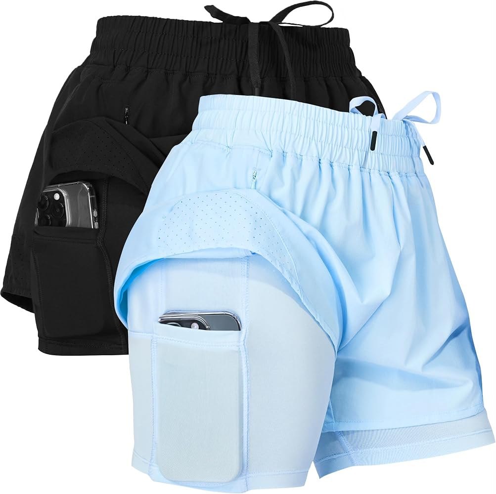 2-in-1 Shorts — Black / Blue